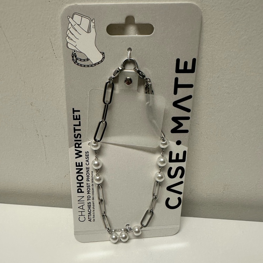 Case-Mate Chain Phone Wristlet Silver Pearl NEW